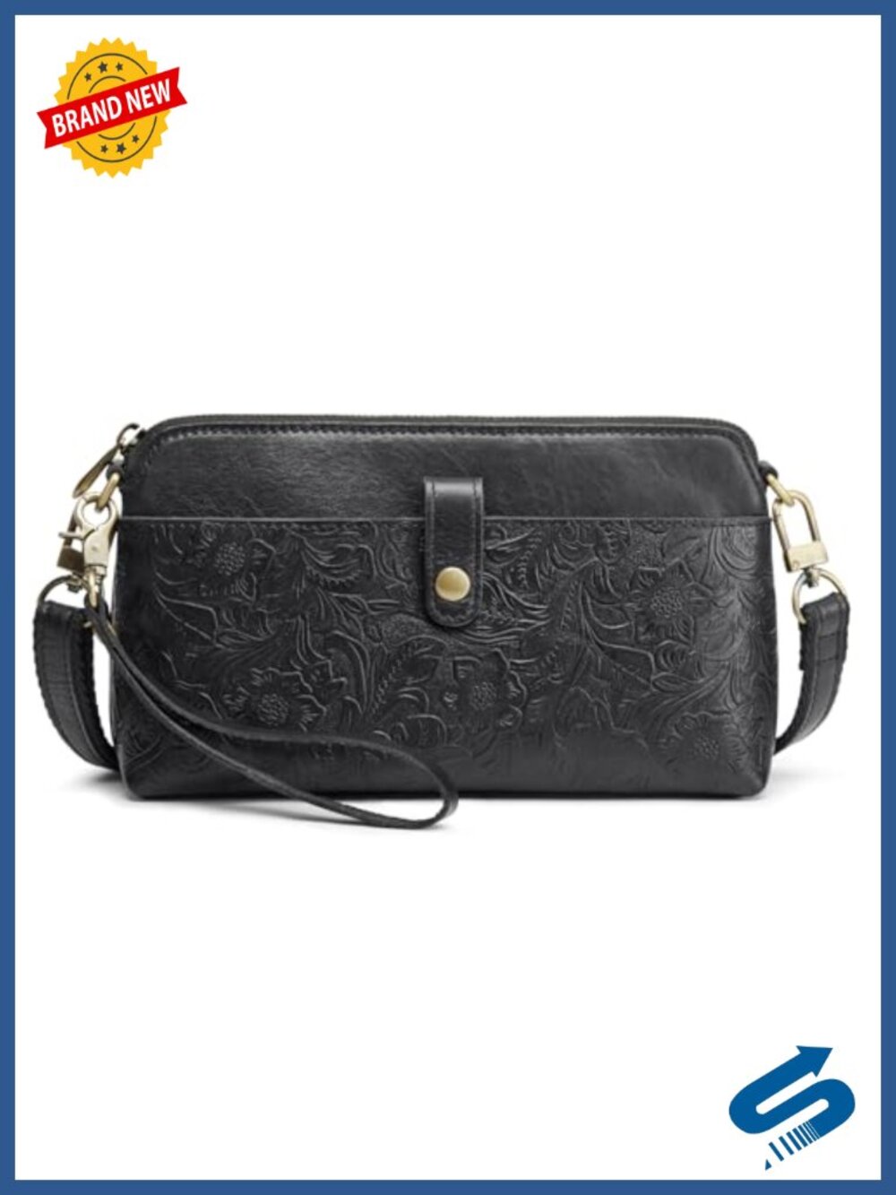 Small Full Grain Cattle Leather Crossbody Wristlet RFID Blocking